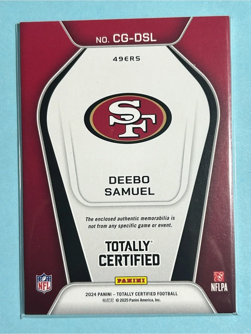 Deebo Samuel,San Francisco49ers 2024 Totally Certified Panini Patch Card #CG-DSL